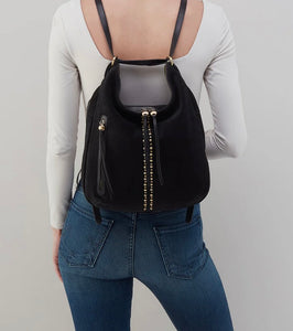 Merrin Hobo Convertible Backpack in Black