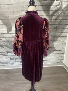 Kimberly Velvet Dress in Merlot