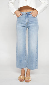 Abby High Rise Ankle Cropped Wide leg Jean