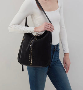 Merrin Hobo Convertible Backpack in Black