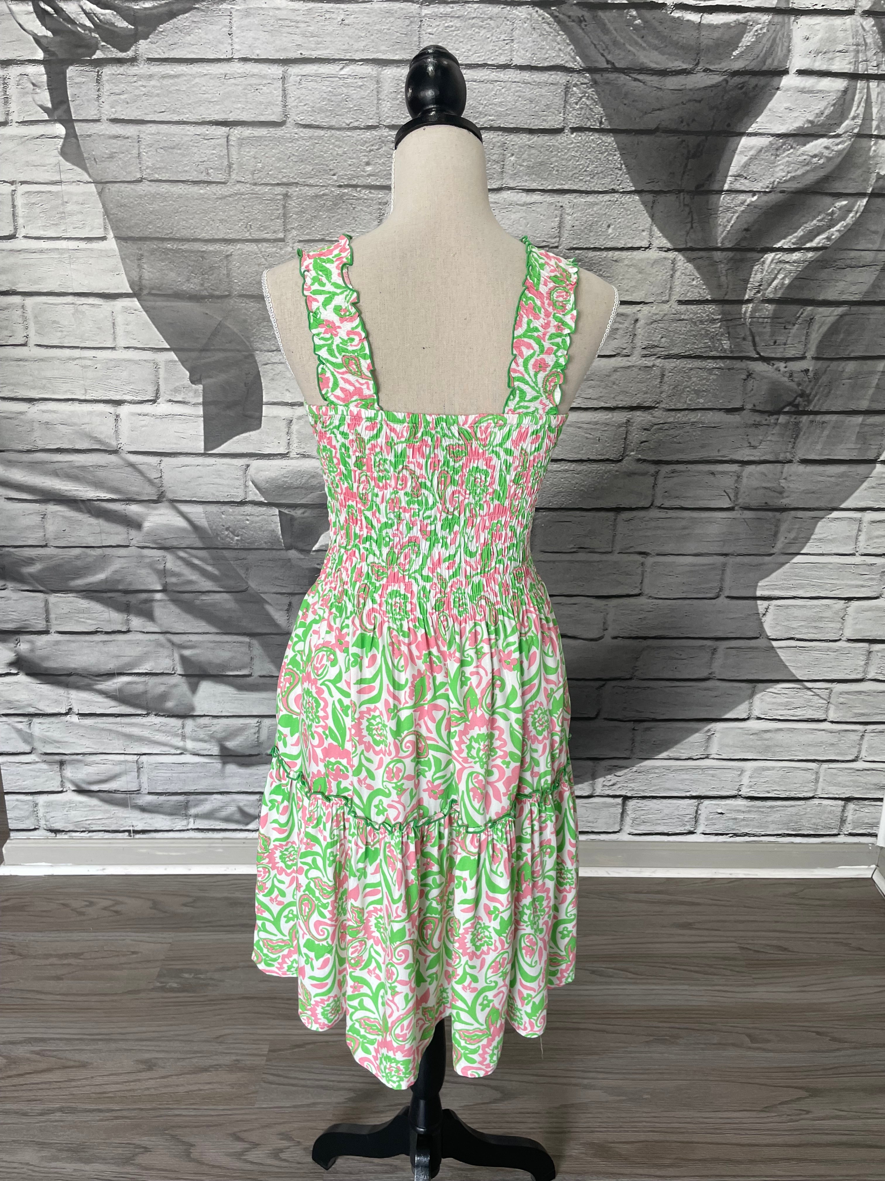 Lucy Dress in Lime Paisley