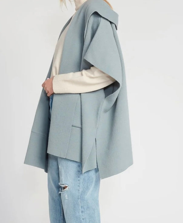 Jackie Hooded Cape in Baby Blue