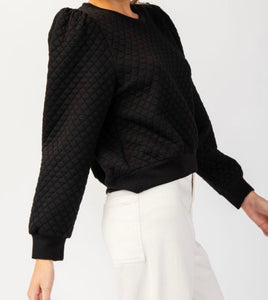 Natalia Textured Sweater Blouse in Black