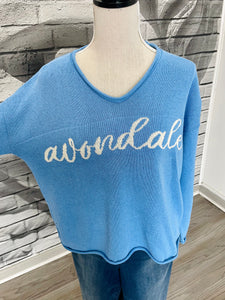 Avondale V-Neck Light-Weight Sweater in Blue