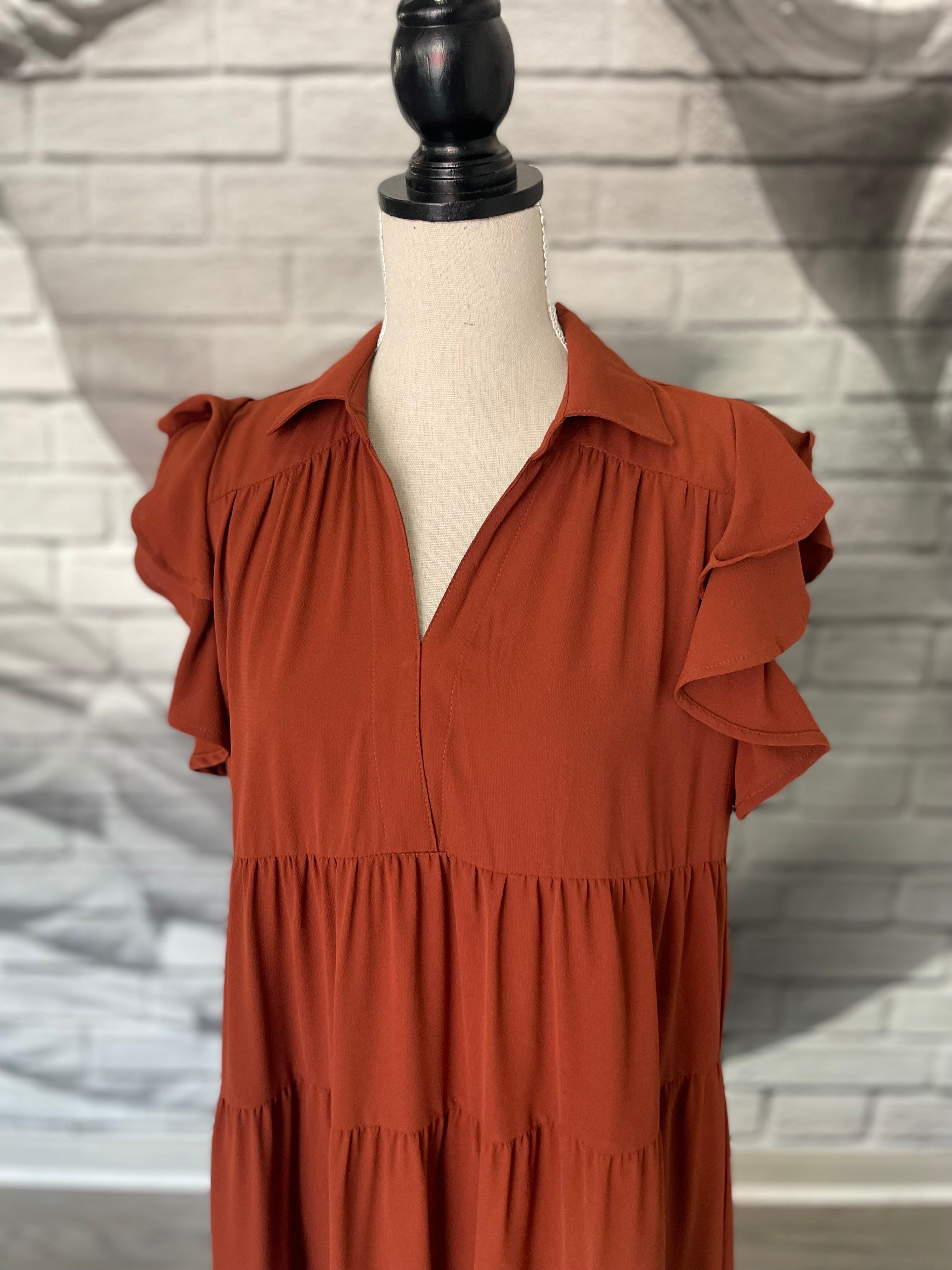 Sammy Midi Dress in Brick