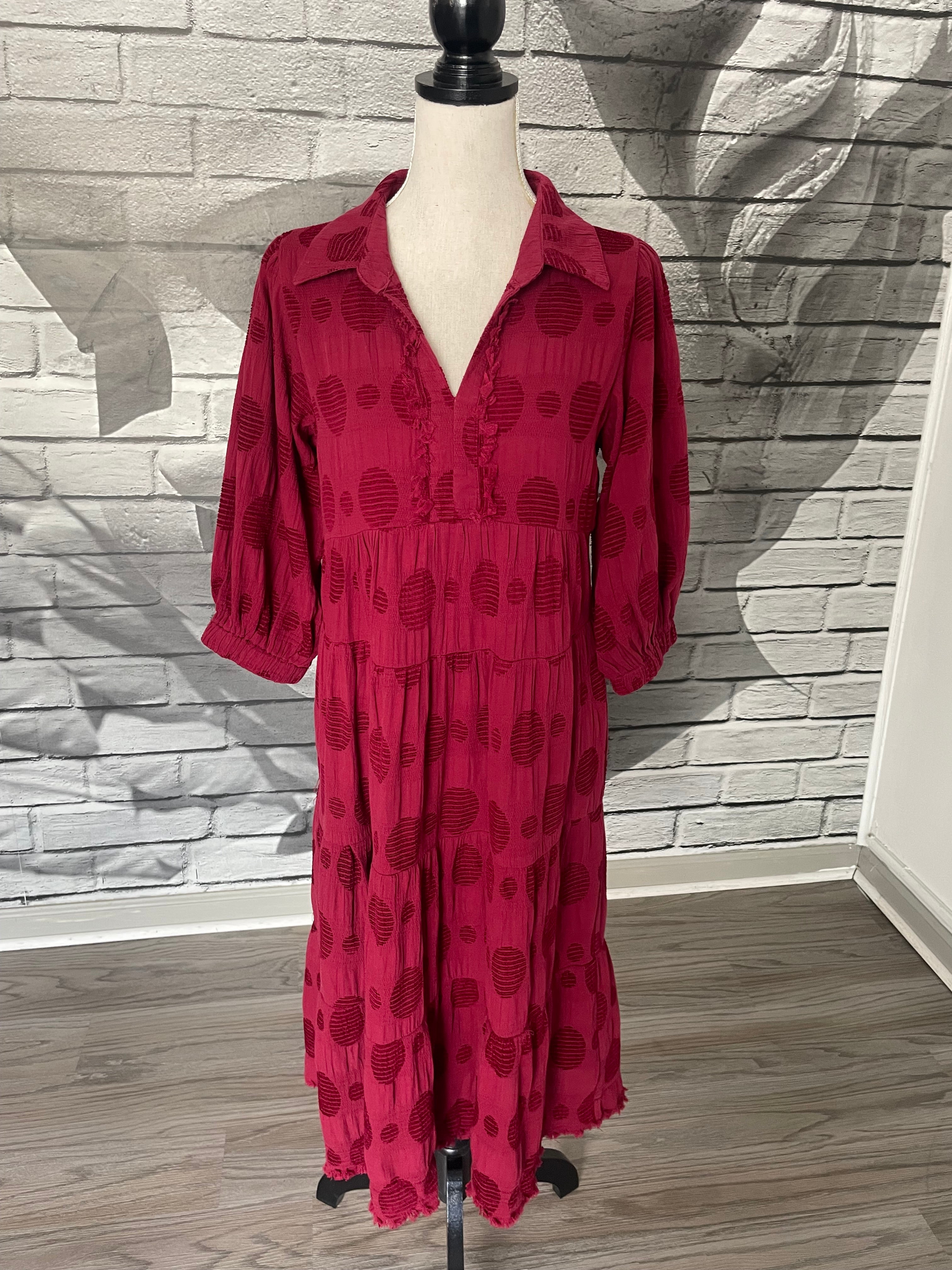 Monica Midi Dress in Wine