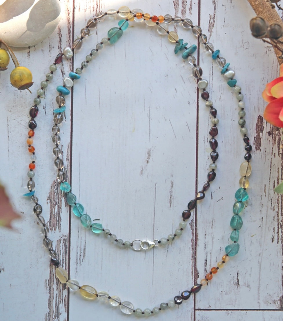 Amanda Mixed Gemstone Long Necklace