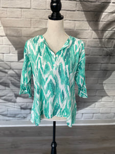 Milan Blouse in Sea Green Watercolor