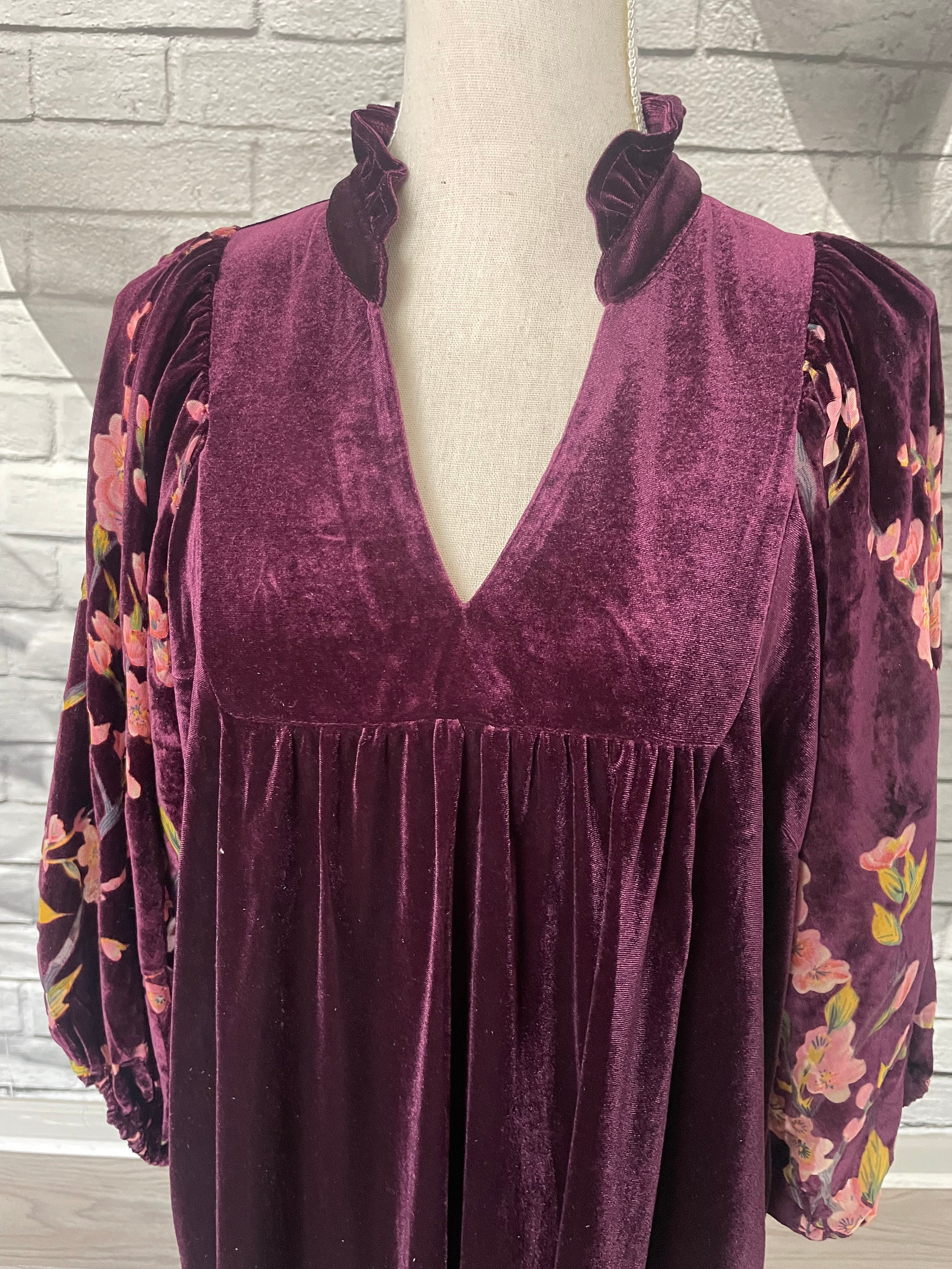 Kimberly Velvet Dress in Merlot