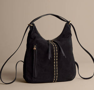 Merrin Hobo Convertible Backpack in Black