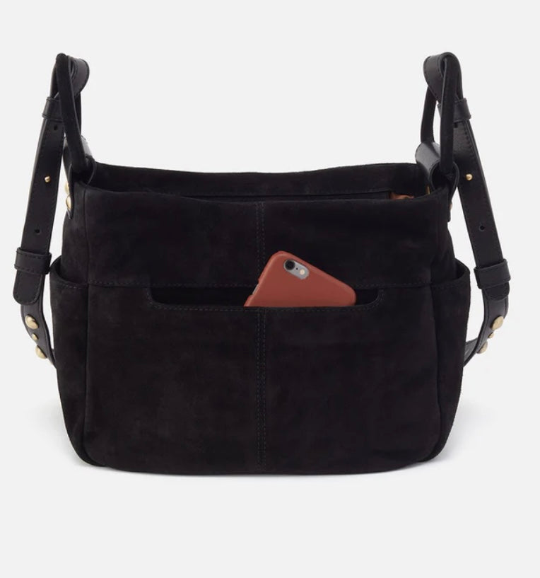 Sheila Hobo Crossbody in Black Suede