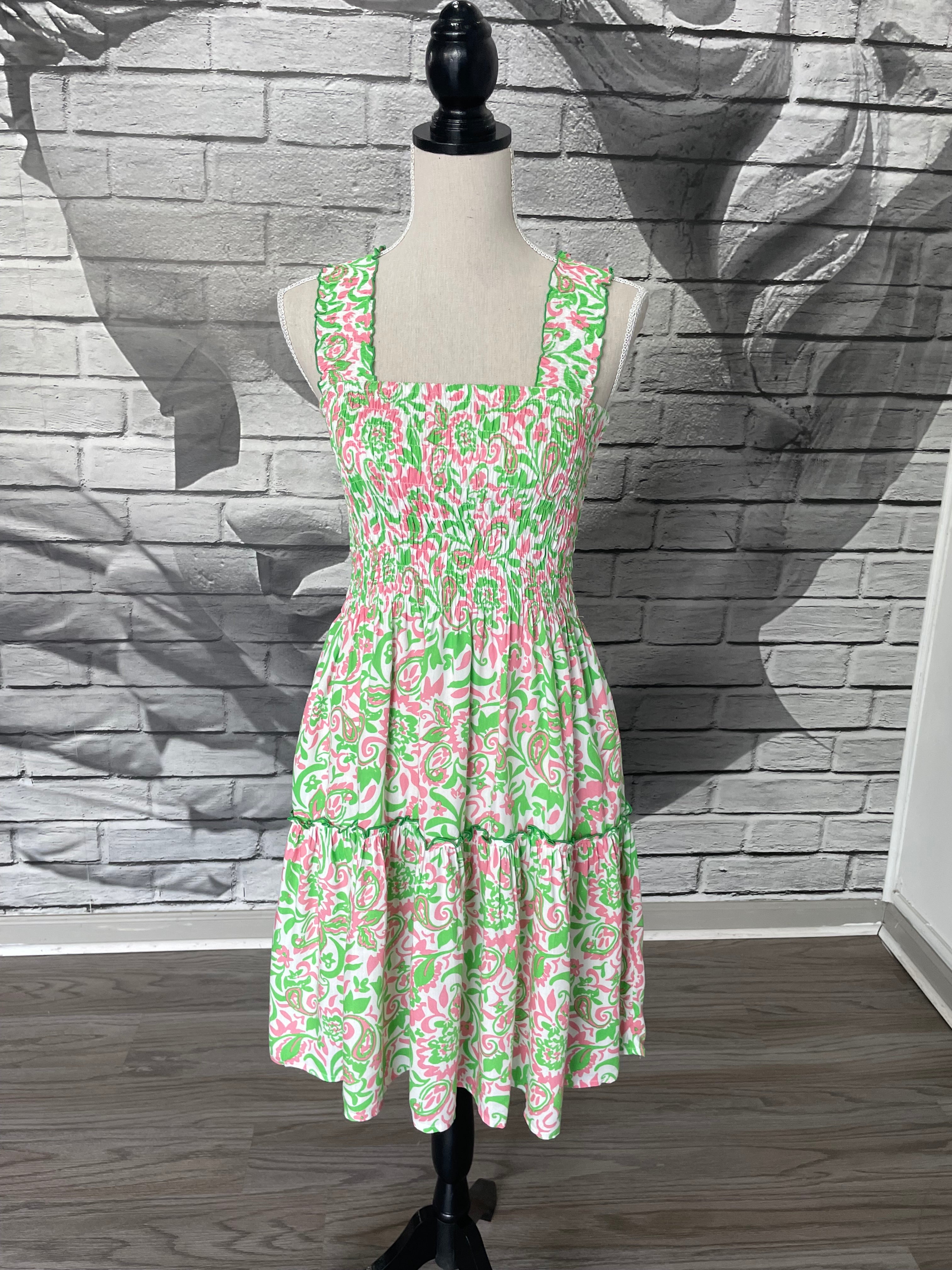 Lucy Dress in Lime Paisley