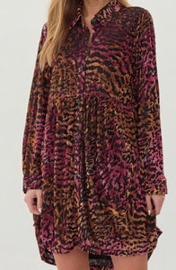 Iggy Velvet Leopard Dress in Toffee