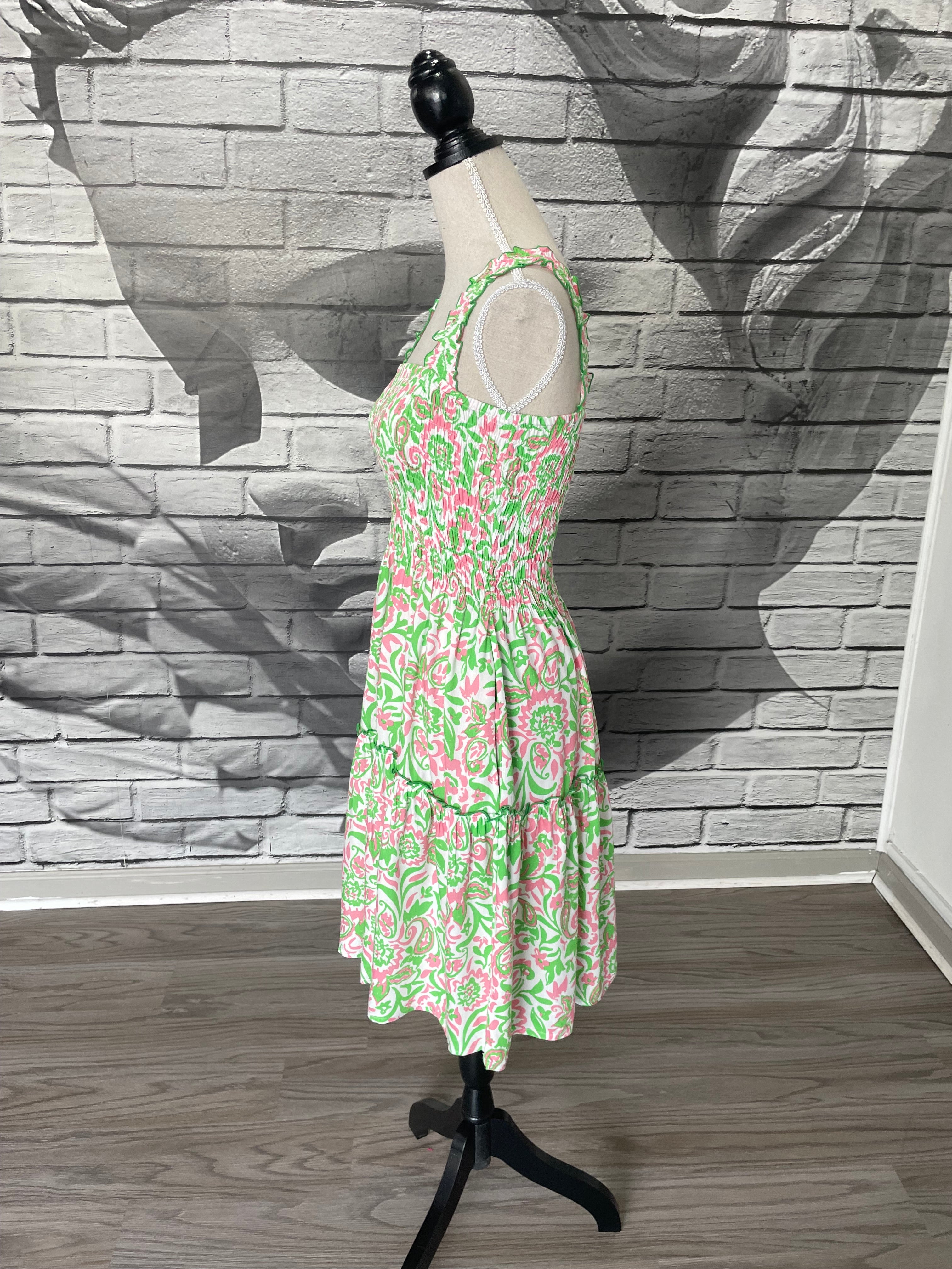 Lucy Dress in Lime Paisley