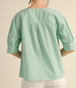 Darby Pinstripe Blouse in Green