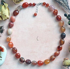 Riley Red Agate Beaded Necklace