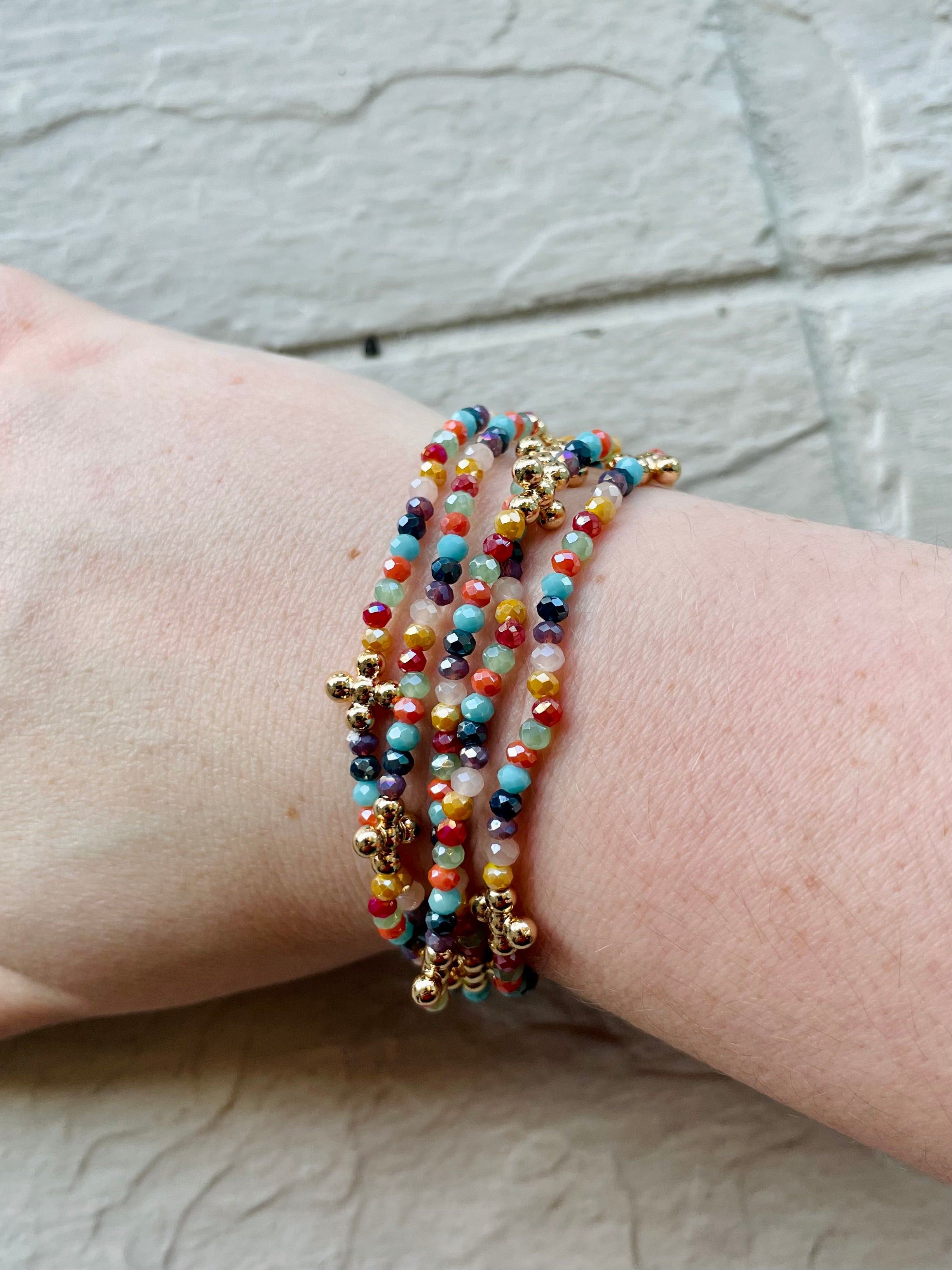 Melissa Beaded Cross Bracelet in Multi