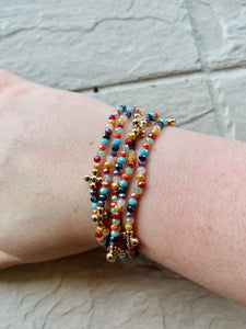 Melissa Beaded Cross Bracelet in Multi