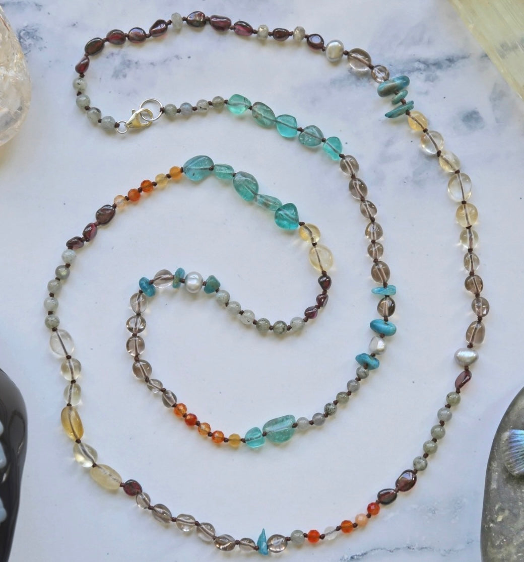 Amanda Mixed Gemstone Long Necklace