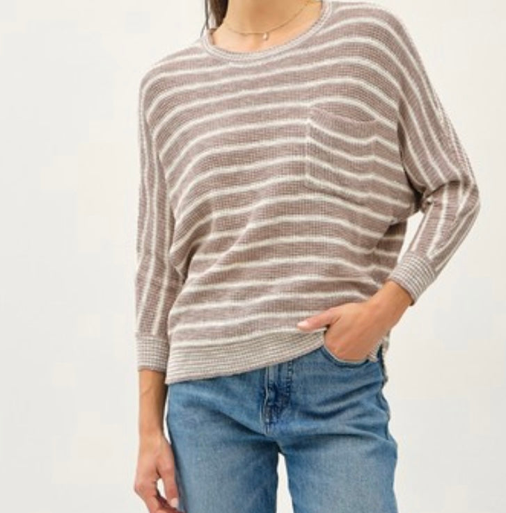 Darren Knit Blouse in Beige