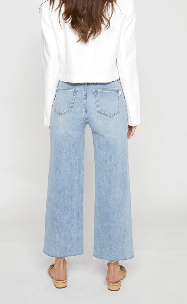 Abby High Rise Ankle Cropped Wide leg Jean