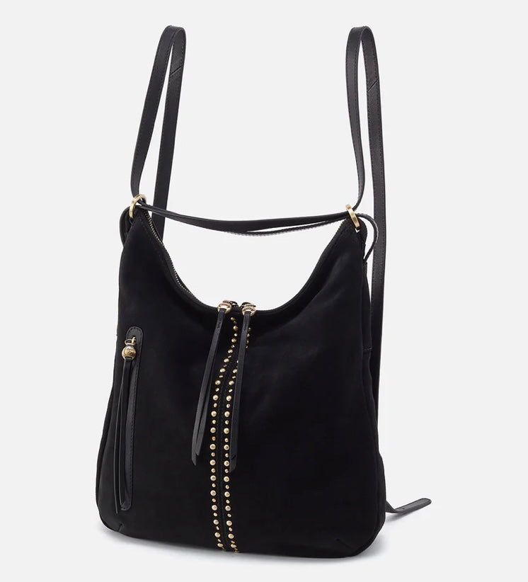 Merrin Hobo Convertible Backpack in Black