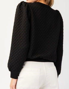 Natalia Textured Sweater Blouse in Black