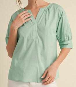 Darby Pinstripe Blouse in Green