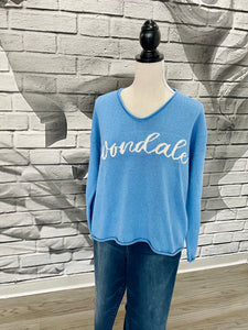 Avondale V-Neck Light-Weight Sweater in Blue