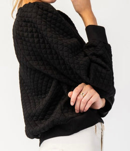 Natalia Textured Sweater Blouse in Black