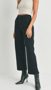 High Rise Cargo Pocket Wide Leg in Black