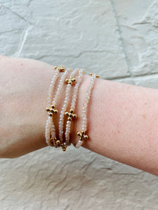 Melissa Beaded Cross Bracelet in Pink