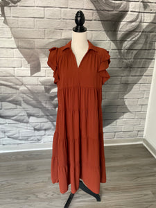 Sammy Midi Dress in Brick