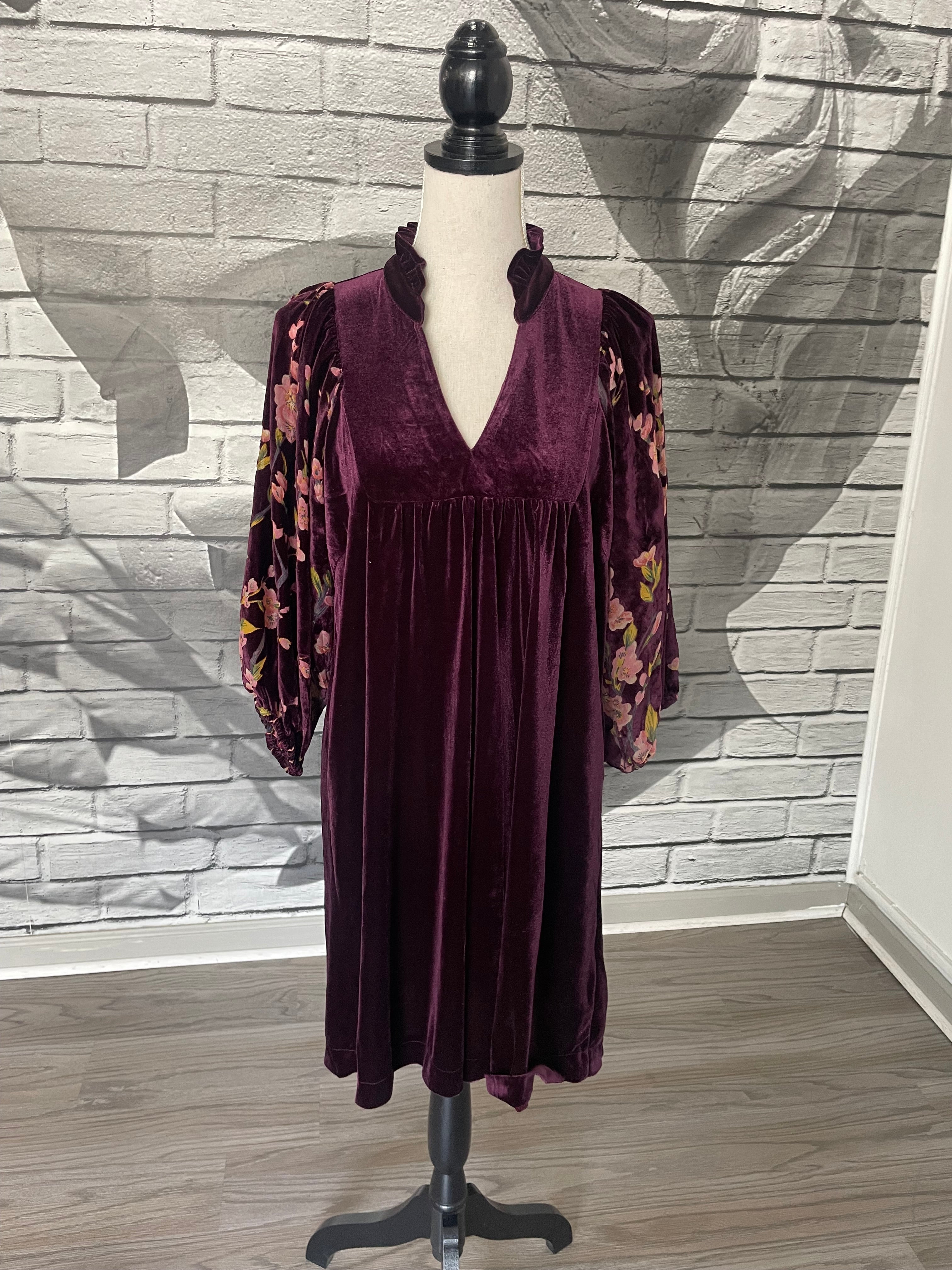 Kimberly Velvet Dress in Merlot