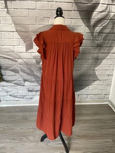 Sammy Midi Dress in Brick