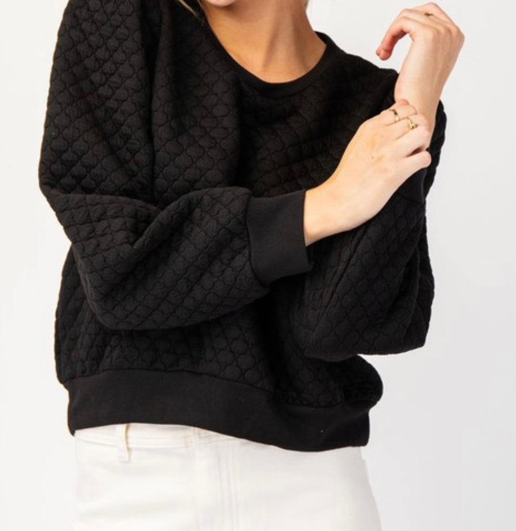 Natalia Textured Sweater Blouse in Black