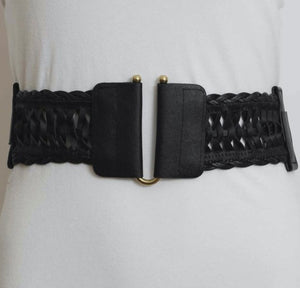 Molly Vegan Leather Waist Belt in Black